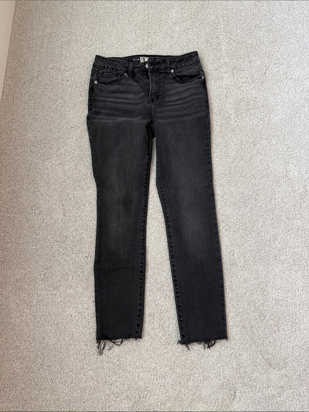 Rewash Black Skinny Jeans with Raw Hem